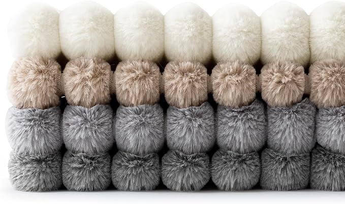 MIULEE Faux Fur Plush Decorative Throw Pillow Covers 20x20 Set of 4, Boho Farmhouse Soft Fuzzy Striped Cushion Covers for Sofa Couch Bed Living Room Vintage Rustic Home Decor,Grey Taupe