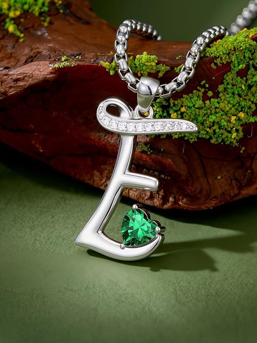 Birthday Gifts for Women Alphabet A to Z Initial Birthstone Pendant Necklaces for Women - 18k White Gold Plated Personalized Name Jewelry Anniversary Graduation Gifts for Wife Her Daughter Girlfriend(with Gift Box)