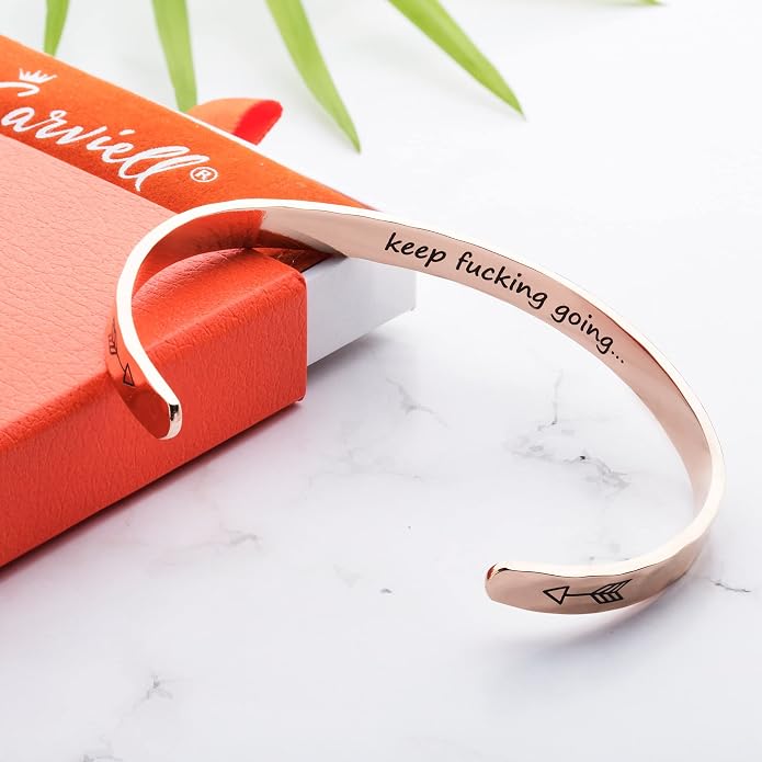 Carviell Bracelet - Gifts for Women – Inspirational, Friendship, Love, Mom, Daughter, Sister, Christian, Graduation, Memorial & Wedding Gifts – 100+ Phrases – Stainless Steel, Gift-Ready