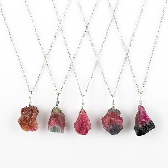 Raw Gemstone Dainty Pendant Necklace for Women, Trendy Healing Chakra Crystal, Birthstone Handmade 925 Sterling Silver Adjustable 18 inch Chain Jewelry, Birthday Gifts