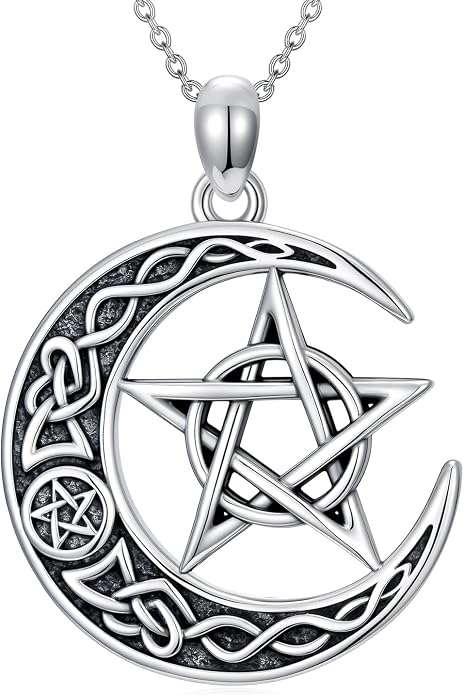 Cross/Pentagram/Tree of Life/Celtic Trinity/Anchor/Thor's Hammer/Sun/Eye of Horus Necklace Moon Pendant Mothers Day Gifts for Women