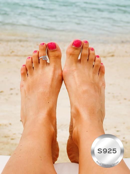 ChicSilver Toe Rings for Women 925 Sterling Silver Toe Ring Hypoallergenic Adjustable Open Rings for Women Summer Jewelry