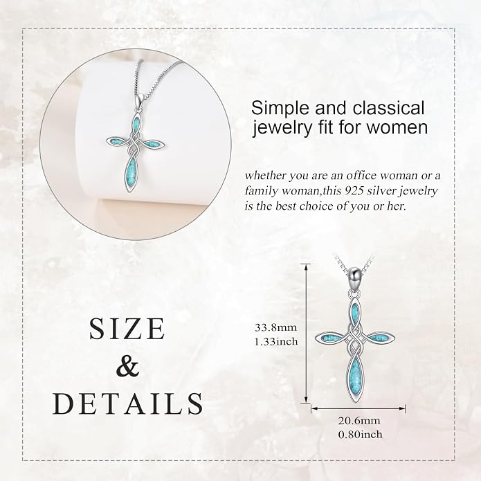 LUHE Celtic Knot Cross Necklace Sterling Silver Birthstone Polished Religious Infinity Celtics Jewelry Gifts for Women