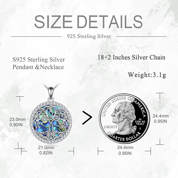 POPLYKE Tree of Life Necklace for Women Sterling Silver Celtic Knot Family Tree With Blue/Purple/Volcano Crystal Irish Gifts for Mom Wife Birthday Christmas