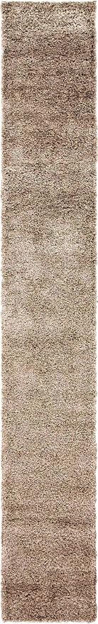 Unique Loom Solid Shag Collection Area Rug (2' 6" x 16' 5" Runner, Taupe)