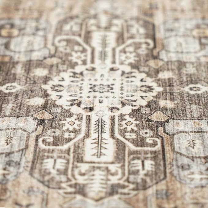 RUUGME Washable 3x20 Runner Rugs - Hallway Runner Rug for Living Room Stain Resistant Carpet with Non Slip Backing Vintage Rugs for Bedroom Kitchen Floor Decoration Mat 3x20 Beige