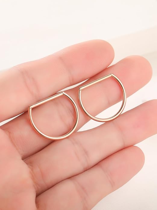 Oveta Titanium D Shaped Nipple Rings 14G for Nipple Piercing Jewelry Higned Segment Clicker Ring Hoops 11mm 12mm 14mm for Women Men, Silver Gold Black, 2PCS