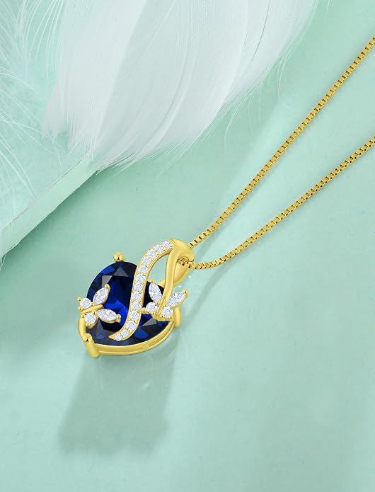 Butterfly Necklaces for Women Sterling Silver Infinity Heart Pendant Birthstone Jewelry Gift with 14k Yellow Gold/Rose Gold Plated