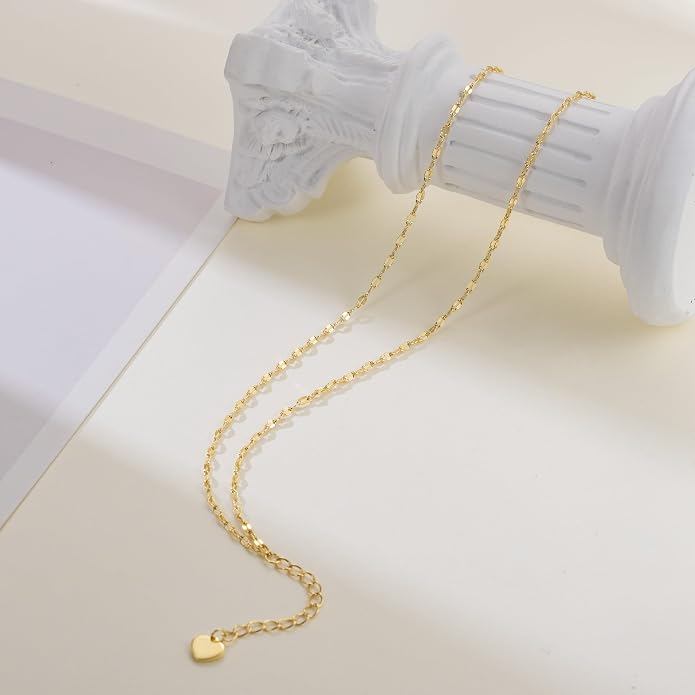 14K Gold Anklets for Women Gold Ankle Bracelets for Women Layered Anklet for Womens Ankle Bracelets Flat Mirror Chain Double-Layer Design Dainty Anklet for Womens Anklets 9.4'' to 11''