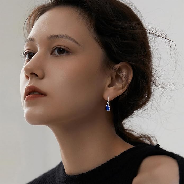 PELOVNY Abalone/Turquoise/Black Onyx/Lapis Lazuli/Axolotl/Bee/Dragonfly/Sun/Cross/Sword/Wolf/Map/Golf Earrings S925 Sterling Silver Dangle Earring Teardrop Jewelry for Women Birthday Christmas Gifts