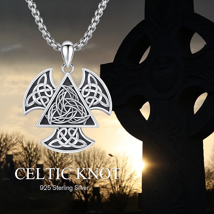 Viking Necklace 925 Sterling Silver Celtic Nordic Runes Amulet Necklace Viking Jewelry for Men Women