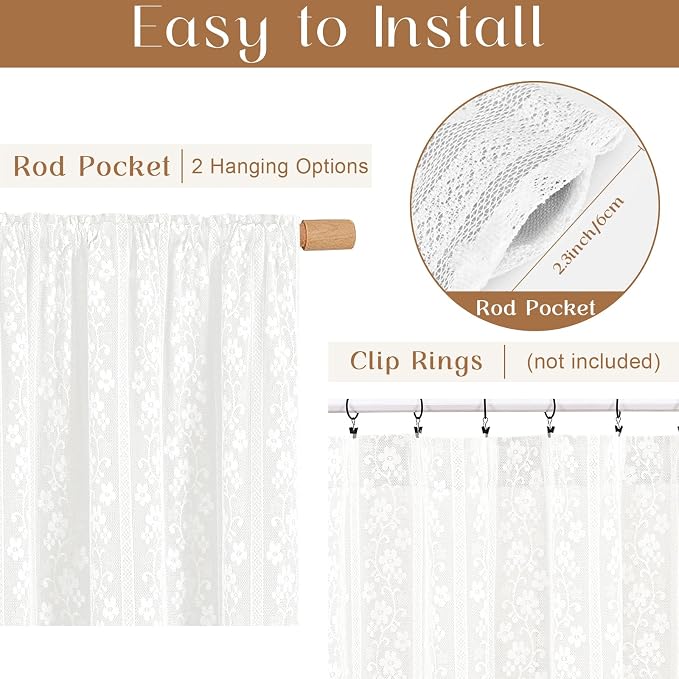 ASPMIZ Linen Kitchen Curtains Double Layer Kitchen Window Curtains Over Sink 24 Inch Length White Tier Curtain Light Filtering, Rod Pocket Cafe Curtain Short Window Treatments with 2 Tiebacks, 26x24