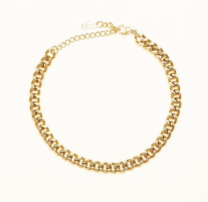 Shapes Studio 18K Gold Plated Titanium Round Curb Chain Anklet, Never Tarnish, Women Jewelry, Body Jewelry