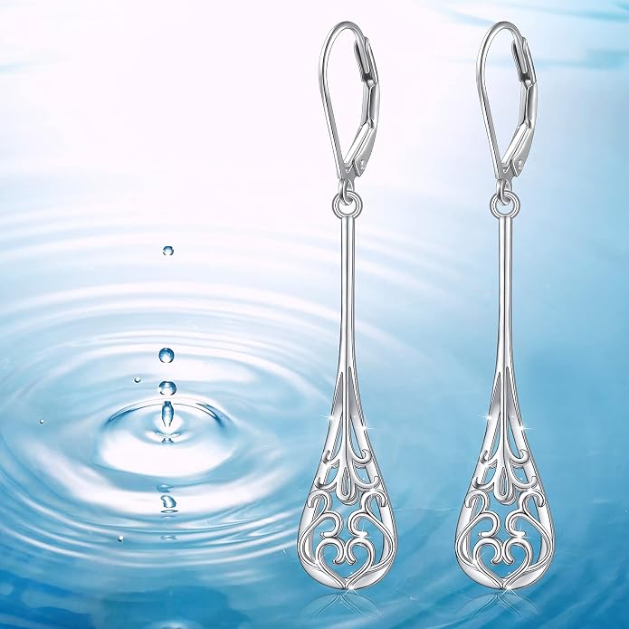 S925 Sterling Silver Vertical Drop Dangle Earrings Gift for Women Teenage