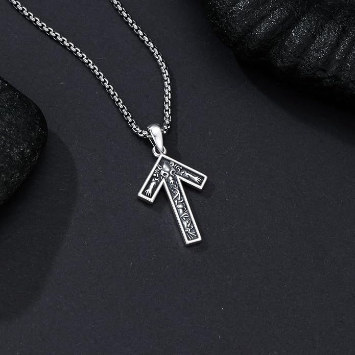 ROMANTICWORK Viking Necklace for Men 925 Sterling Silver Viking Pendant Necklace Amulet Jewelry for Father Husband Birthday Christmas