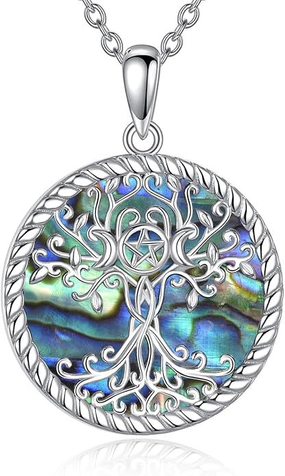 POPLYKE Tree of Life Necklace for Women Sterling Silver Celtic Knot Family Tree With Blue/Purple/Volcano Crystal Irish Gifts for Mom Wife Birthday Christmas