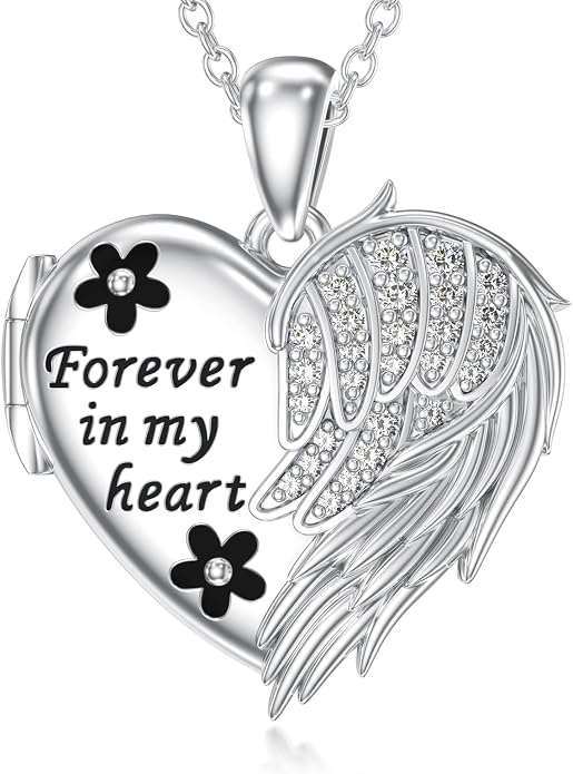 Dorunmo Personalized Locket Necklace 925 Sterling Silver that Holds Pictures Butterfly Birthstone Photo Heart Locket Custom Jewelry Congratulations New Beginnings New Job Gifts for Women