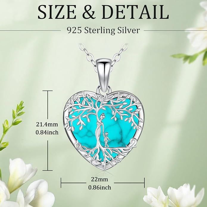 Odinstone Tree of Life Necklace, Sterling Silver Pendant for Women Family Tree Necklaces Jewelry for Mom/Wife/Grandma(With Fine Gift Box)