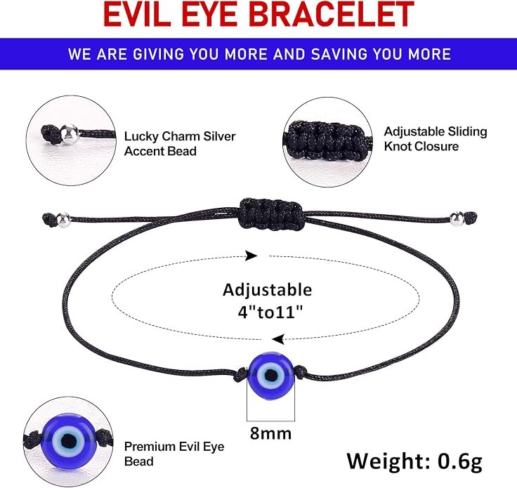 4 Pcs Evil Eye Bracelets & Anklet - Handmade Evil Eye Jewelry for Women's Protection