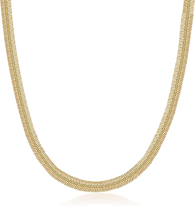 Barzel 18K Gold Plated Flat Herringbone Snake Chain Necklace for Women | Made In Brazil