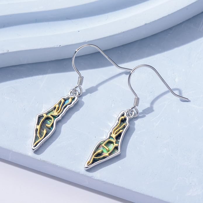 PELOVNY Abalone/Turquoise/Black Onyx/Lapis Lazuli/Axolotl/Bee/Dragonfly/Sun/Cross/Sword/Wolf/Map/Golf Earrings S925 Sterling Silver Dangle Earring Teardrop Jewelry for Women Birthday Christmas Gifts