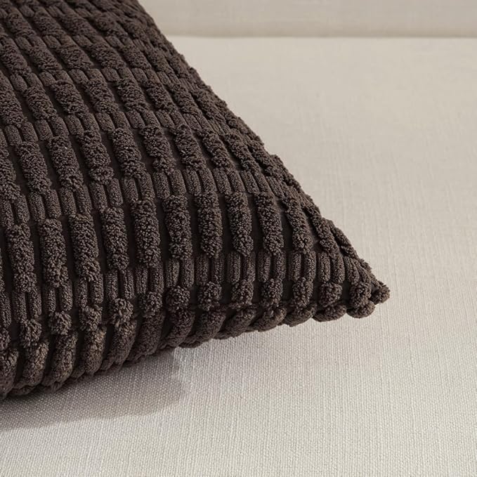 Fancy Homi 4 Packs Decorative Throw Pillow Covers for Living Room Couch Bed, Modern Farmhouse Boho Home Décor Accent Cushion Case, 24" x 14", Dark Brown