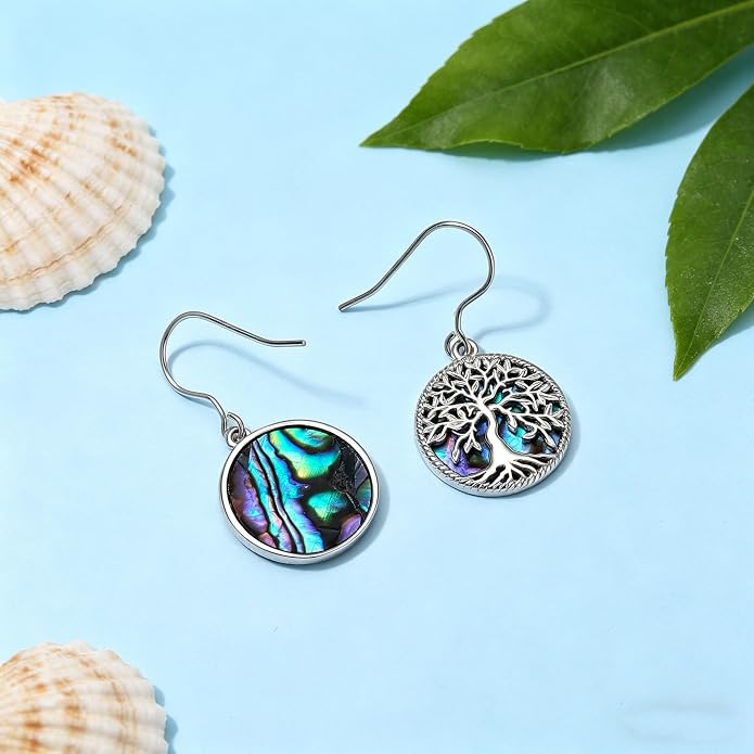 Aniu Tree of Life Earrings for Women Turquoise Malachite Teardrop Dangle Earrings for Women Sterling Silver Anniversary Birthday Drop Dangle Earrings Jewelry Gifts
