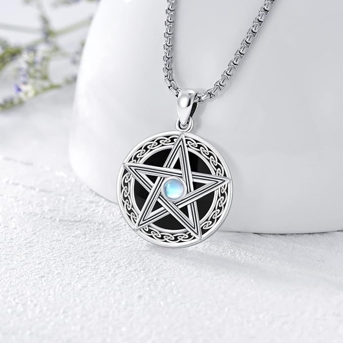 Witchy Jewelry for Women Men Nudo De Bruja Plata 925 Original Witches Knot Necklace Tetragrammaton Hecate Necklace Lilith Necklace Pentagram Necklace Cat Necklace Triple Moon Goddess Pendant Necklace