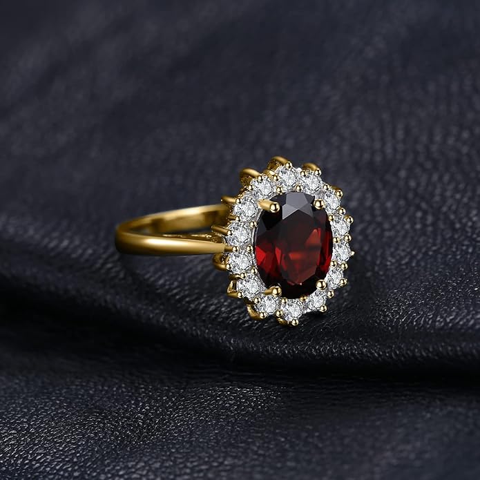 JewelryPalace Princess Diana Kate Middleton Class Gemstone Birthstone Sapphire Halo Engagement Rings for Women, Anniversary 14K White Yellow Rose Gold Plated 925 Sterling Silver Promise Rings for Her