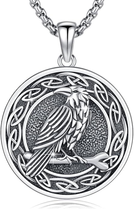 Celtic Knot Necklace 925 Sterling Silver Raven/Compass/Triquetral/Pentagram Celtic Viking Pendant Egyptian Jewelry Gifts for Men