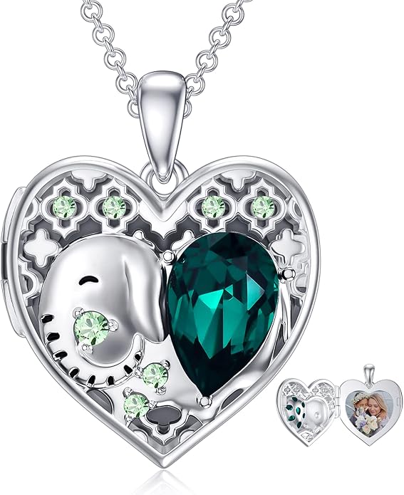 Dorunmo Personalized Locket Necklace 925 Sterling Silver that Holds Pictures Butterfly Birthstone Photo Heart Locket Custom Jewelry Congratulations New Beginnings New Job Gifts for Women