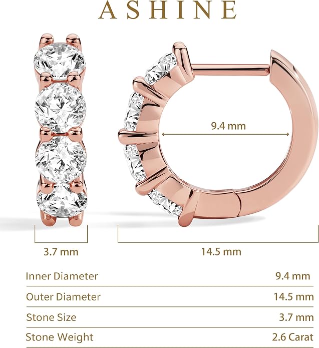 ASHINE 14K Gold Plated 925 Sterling Silver Post Pave Cubic Zirconia Hoop Cuff Huggie Earrings Jewelry for Women Girls