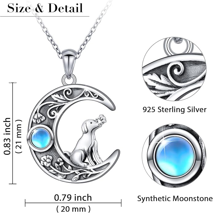 S925 Sterling Silver Cat Panda Bear Moon Pendant Necklace I love You To The Moon and Back Jewelry Gift