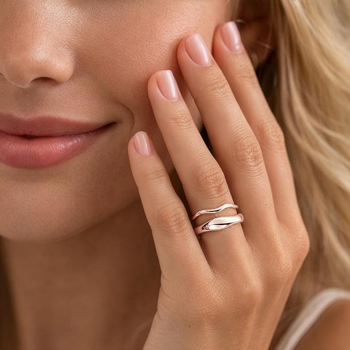 Gold Rings for Women Men Non Tarnish, Waterproof Chunky 14K Gold Plated Dainty Stackable Rings Trendy Statement Pinky Thumb Rings Engagement Eternity Wedding Band Ring Stacking Gold Jewelry Size 3 4 5 6 7 8 9 10 11