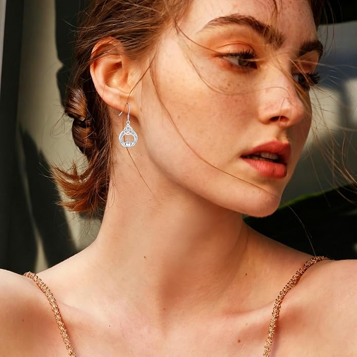 Celtic Knot Earrings 925 Sterling Silver Abalone Drop Dangle Celtic Earrings Gifts for Women