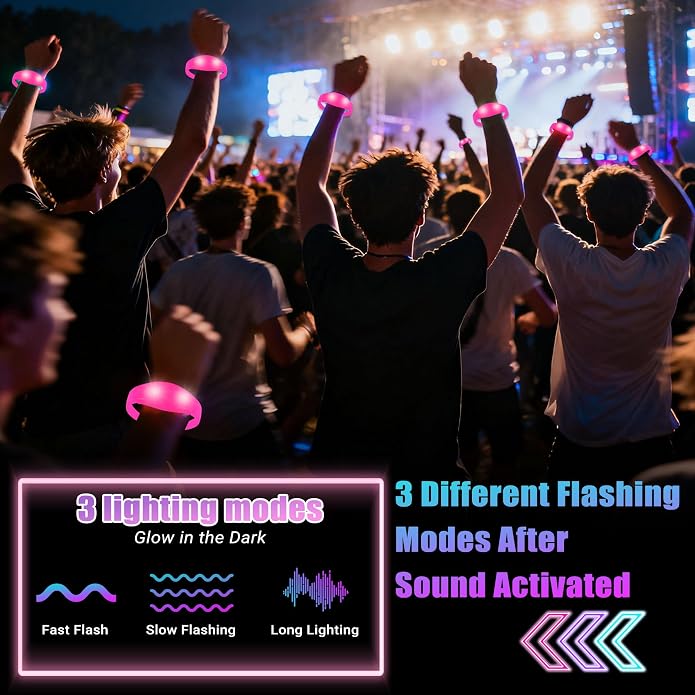30 Pcs LED Glow Sound Activated Flashing Light Up for New Years Eve Glow in the Dark Party Supplies Christmas Party Favors Birthday Gift Carnival Concerts Night Events