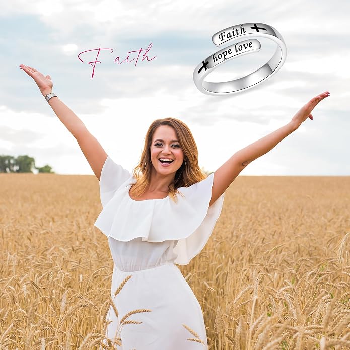 BEILIN 925 Sterling Silver Inspirational Jewelry Rings Adjustable Ring Personality Encouragement Gift for Teens Women