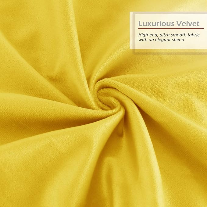 Nestl Throw Pillow Covers, Cozy Velvet Decorative Autumn Pillow Covers 22x22 Inches, Soft Solid Couch Pillow Covers for Sofa, Bed and Car, Set of 4 - Yellow