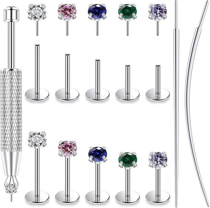 F136 Titanium 20/18/16g Threadless Earrings Nose Rings Lip Medusa Studs 6/7/8/10mm Piercing Jewelry for Women Men