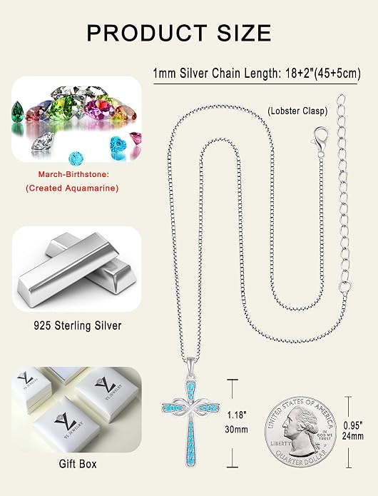 YL 925 Sterling Silver Cross Necklace for Women Halo Infinity Pendant Cubic Zirconia Jewelry for Mom