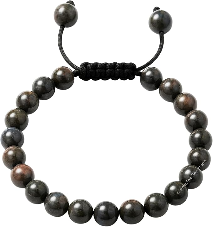 Amazing Gemstone Que Sera Stone Llanite Bracelet, Gifts for Men & Women - Protection Healing Crystal Bracelet - 8mm Gemstone Beaded Adjustable Bracelet, Pulseras para Hombres Mujer Stocking Stuffers