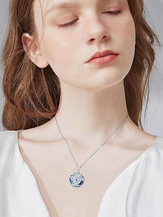 TOUPOP Evil Eye Necklace 925 Sterling Silver Tree of Life/Turquoise Evil Eye Crystal Pendant Necklace Protection Jewelry Amulet Christmas Gifts for Women Her