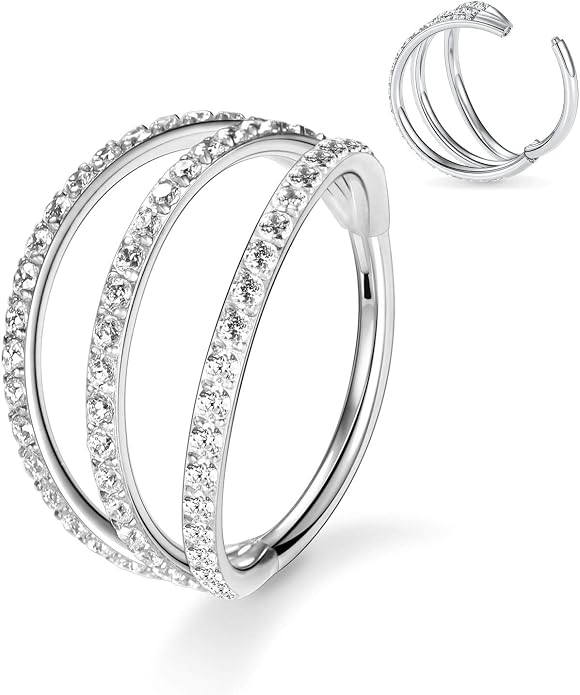 316L Surgical Steel Septum Clicker Ring Nose Ring Hoop Sleeper Hoop Earring Helix Rook Conch Cartilage Daith Tragus Earrings Lobe Nose Piercing Jewelry for Women