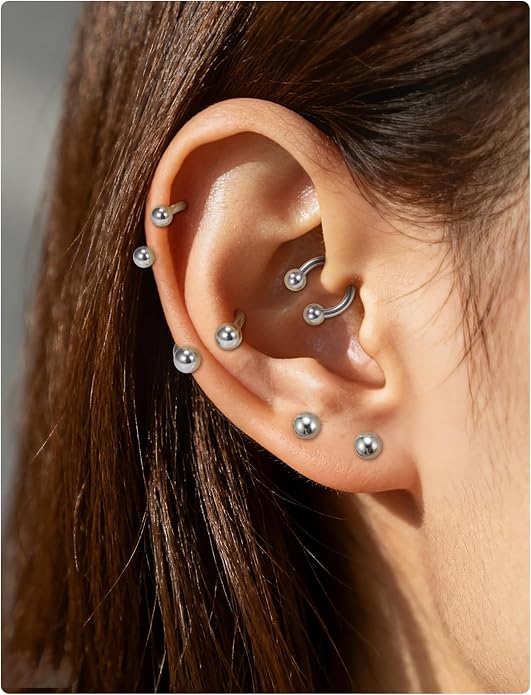 20G 18G 16G 14G 12G 8G 6G 4G 2G ASTM F136 Titanium Internal Thread Horseshoe Septum Ring Jewelry Circular Barbell Helix Snug Tragus Rook Daith Cartilage Earring Lip Ring Piercing Jewelry
