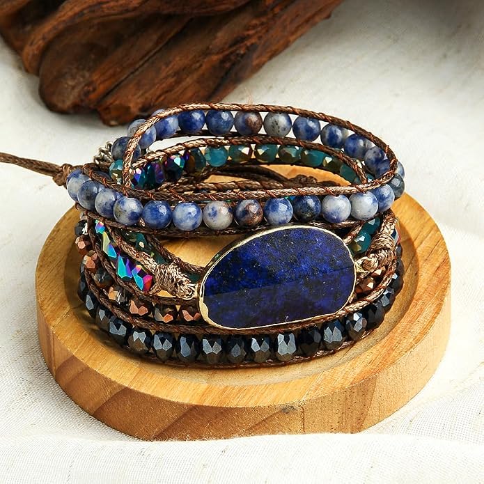 Women Wrap Bracelets Boho Natural Stone Jasper Turquoises Strand Bracelet Jewelry Collection