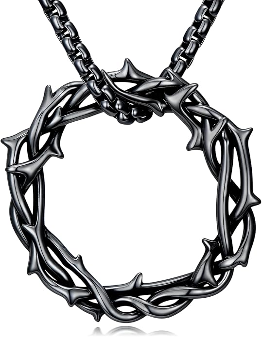 Crown of Thorns Necklace for Men 925 Sterling Silver Nail Cross Necklace Pendant Religious Christian Jewelry Valentines Day Gifts for Men