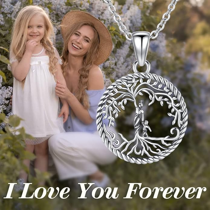 Odinstone Tree of Life Necklace, Sterling Silver Pendant for Women Family Tree Necklaces Jewelry for Mom/Wife/Grandma(With Fine Gift Box)