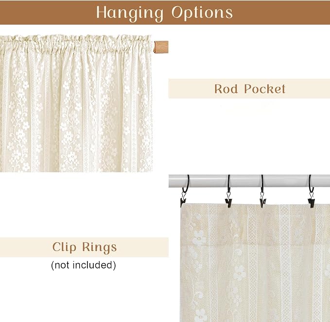 ASPMIZ Linen Kitchen Curtains 24 Inch Length, Double Layered Window Curtain 2 Panel Sets Rod Pocket Short Curtains for Kitchen, Farmhouse Window Treatment Tiers for Bathroom, Cafe, Beige