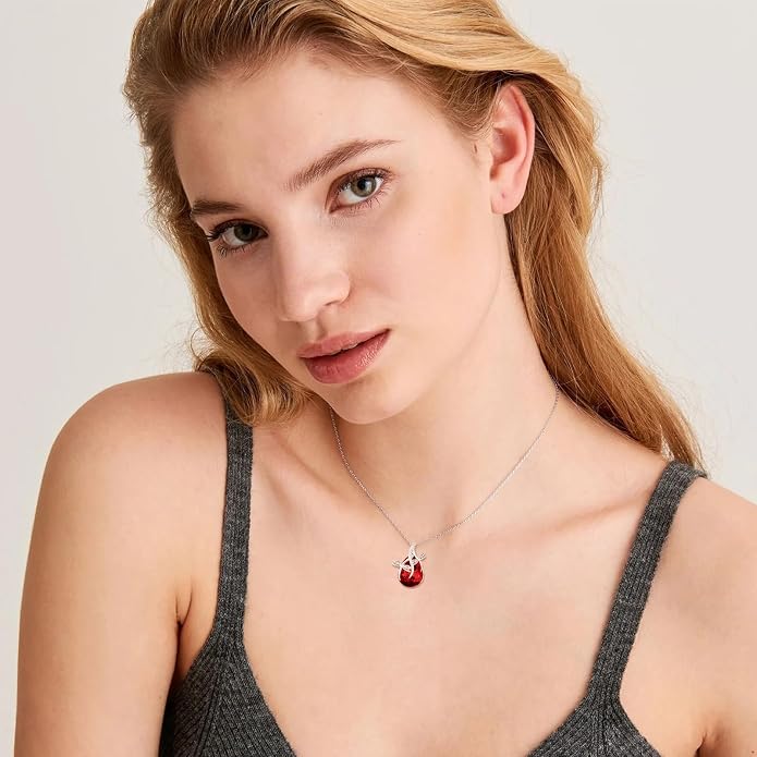 PRAYMOS S925 Sterling Silver Birthstone Necklaces for Women Dainty CZ Necklace Dragonfly Pendant Minimalist Jewelry Gift