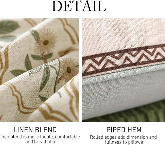 ISAENNE Vintage Elegant Linen Throw Pillow Cover,18"x18"-Serenity A | Designer French Square Pillow Cover,Concealed Zipper Design,Floral Pattern,Sofa,Bedroom,Living Room,Lounge Chairs